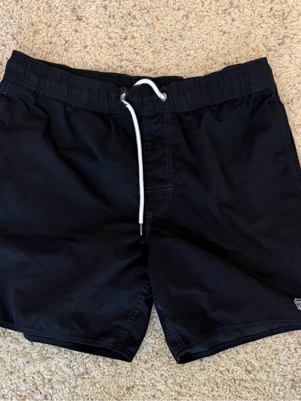 RVCA Men's Black Swim Trunks with White Drawstring